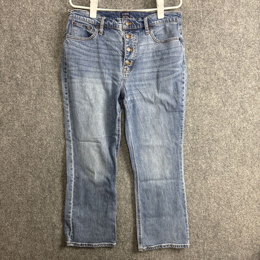 J.CREWJeans Womens Size 31 Blue High Rise Crop Flare Exposed Buttons Americana